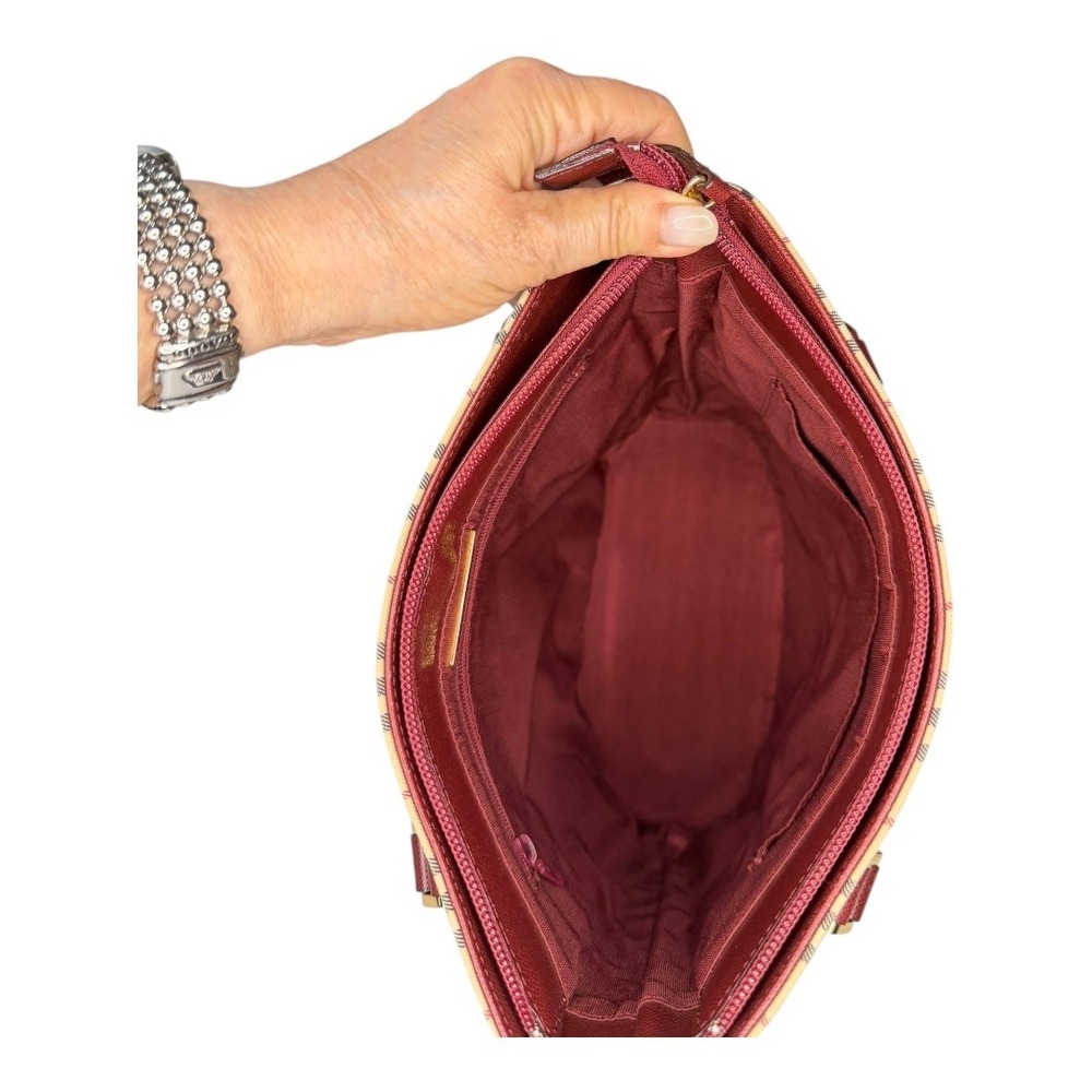 Burberry Small Haymarket Check Tote – Burgundy Trim - Picture 7 of 14